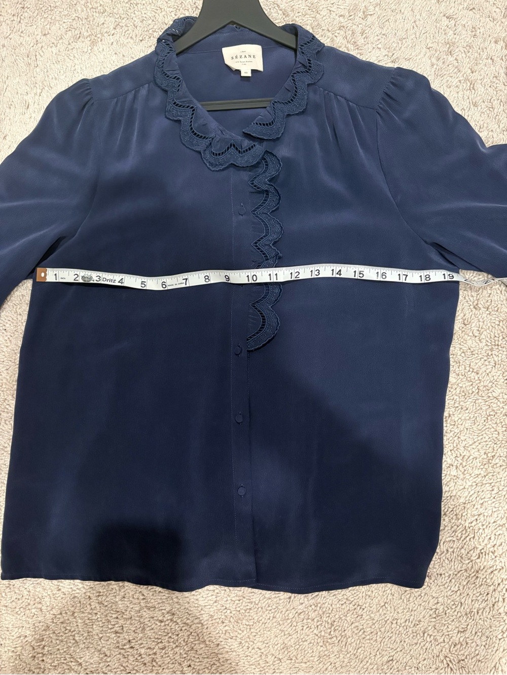 Sezane Chlo Buttondown Navy SZ 40 NWOT - Picture 8 of 9